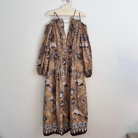 NWT Ulla Johnson Tahlia Midi Floral Poplin Dress In Oleander US 4​​​​​​​​ - Picture 2 of 10